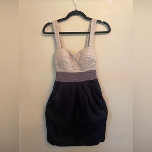 City Triangles Mini dress Size 5 Pockets Black Tan Color Block